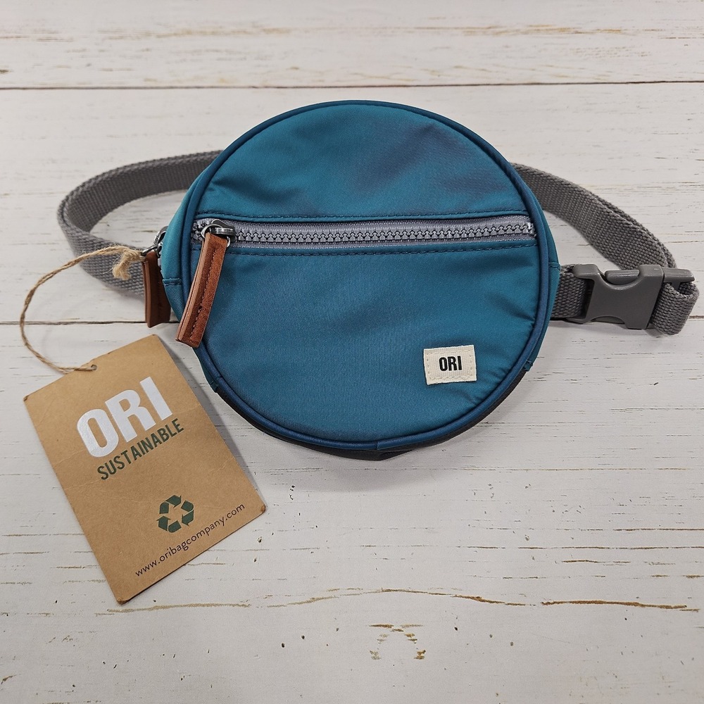 Ori London Paddington Hip Bag Marine Teal 6.5" Circle Crossbody Nylon Vegan